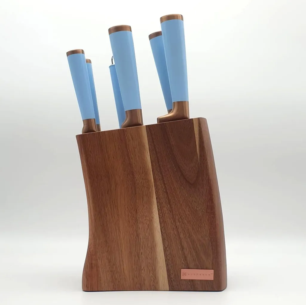Set di coltelli Edenberg da 7 pezzi con ceppo in legno – Rivestimento in titanio, acciaio inossidabile, design ergonomico