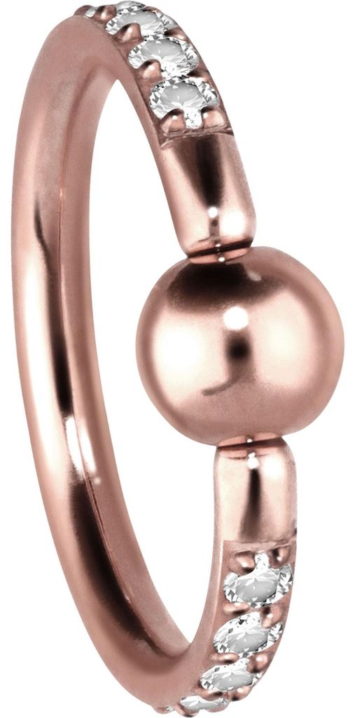 Intim-Piercing, Septum Piercing Titan Klemmkugelring EINGEFASSTE KRISTALLE RoséGold Innendurchmesser: 8 mm