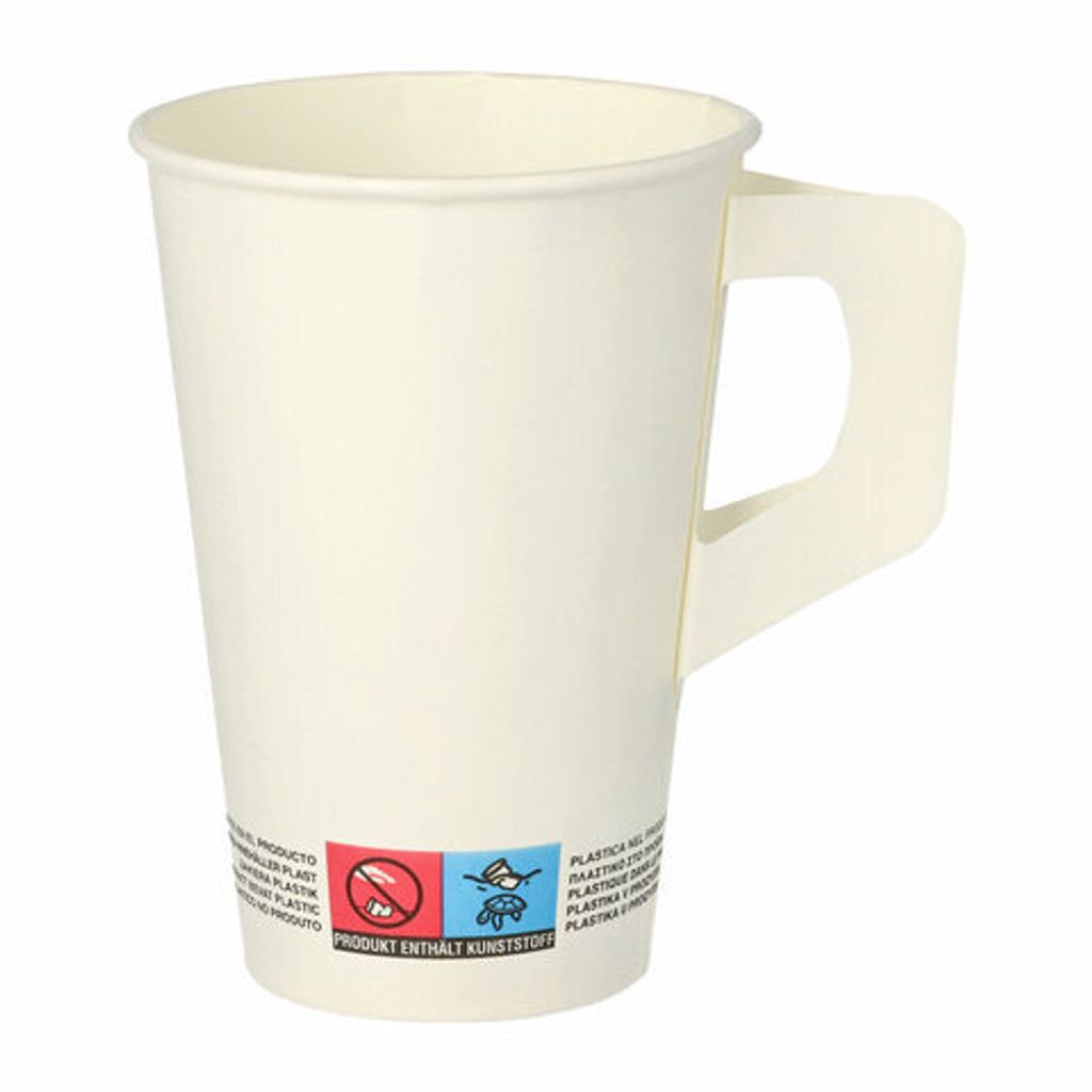 80x Henkelbecher Kaffeebecher weiß Pappe beschichtet 200 ml Produktbild 