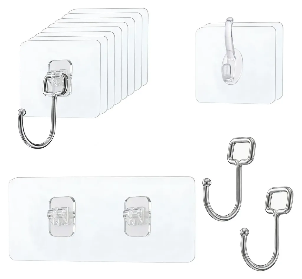 Crochets muraux adhésifs invisibles lot de 12 pour cuisine et bain