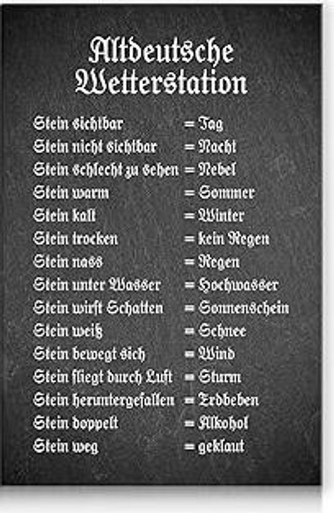 Wetterstein Wetterstation 20x30cm Alu Verbundplatte für Garten Balkon Deko Tafel beschriftet lustig Schild Stein Dekoration wetterfest RV010 (Moti...