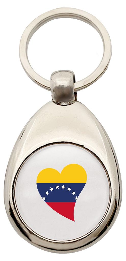 Huuraa Schlüsselanhänger Venezuela Flagge Herz Metall Schlüsselring Einkaufswagenchip Geschenkidee