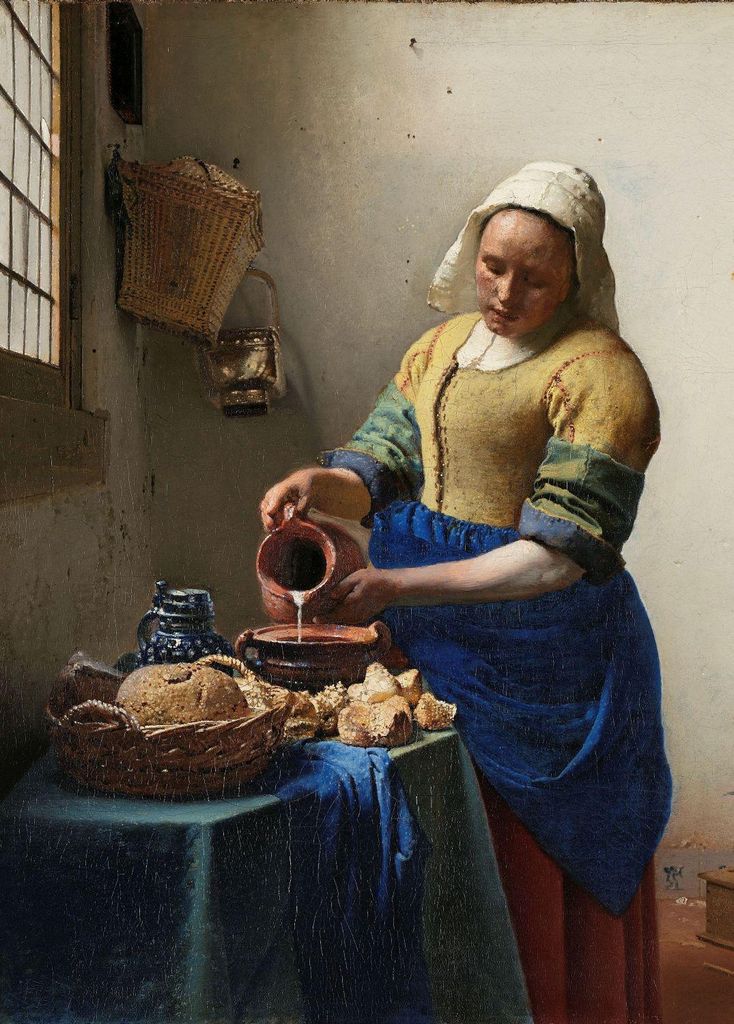 Sanders & Sanders Fototapete Das Milchmädchen von Johannes Vermeer Blau und Gelb 200 x 279 cm