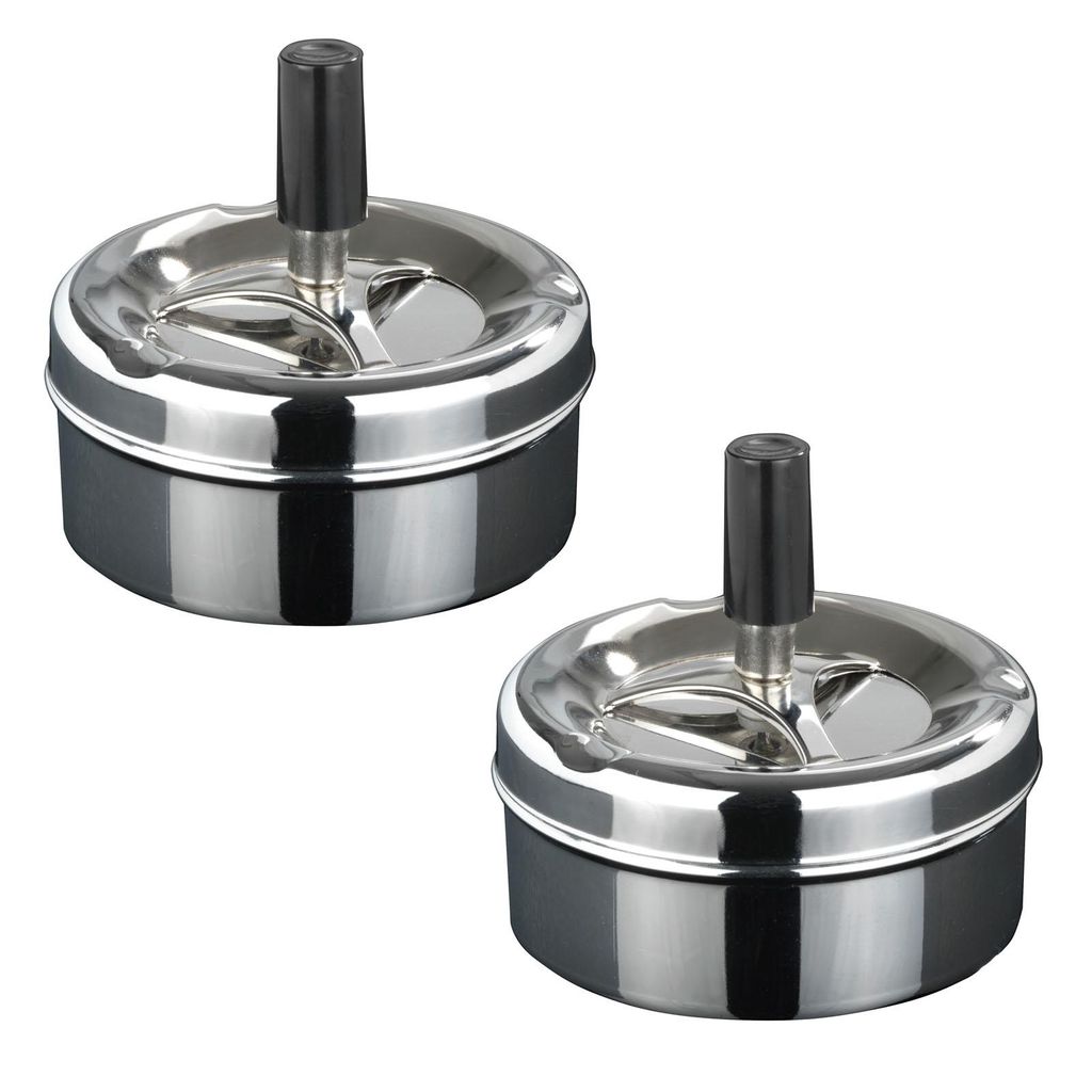 2er Set Drehaschenbecher Edelstahl Aschenbecher Produktbild 