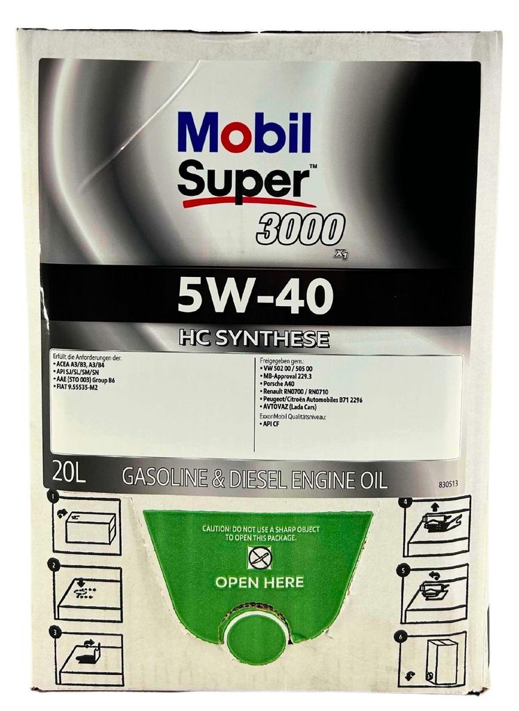Mobil Super 3000 X1 5W-40 20 Liter BAG-IN Box (153741) Produktbild 