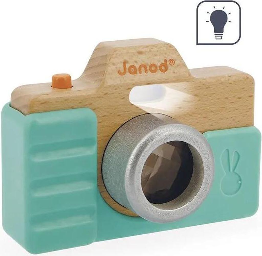 JANOD Camera, Musikspielzeug, 1,5 Jahr(e), LR44, Mintfarbe, Silber, Holz