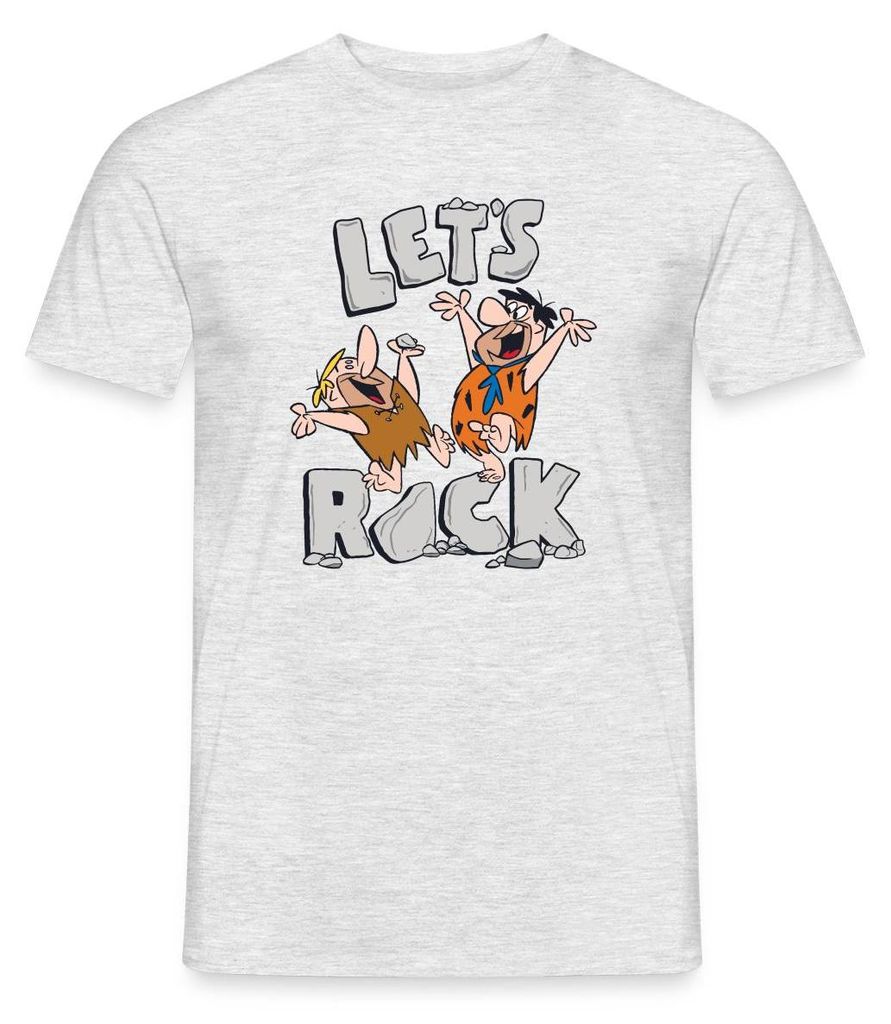 Spreadshirt The Flintstones Fred Und Barney Let's Rock Männer T-Shirt, 3XL, Grau meliert