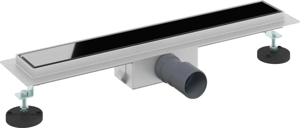 vidaXL Scarico doccia con copertura in vetro Nero 60 cm Acciaio inossidabile 304
