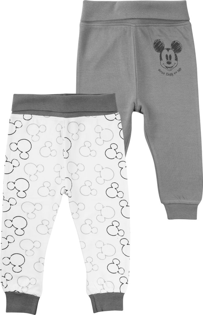 Disney Mickey Mouse Baby Hose für Jungen und Mädchen - Babyhose Babykleidung Weiß Grau (2er Pack) 62-68