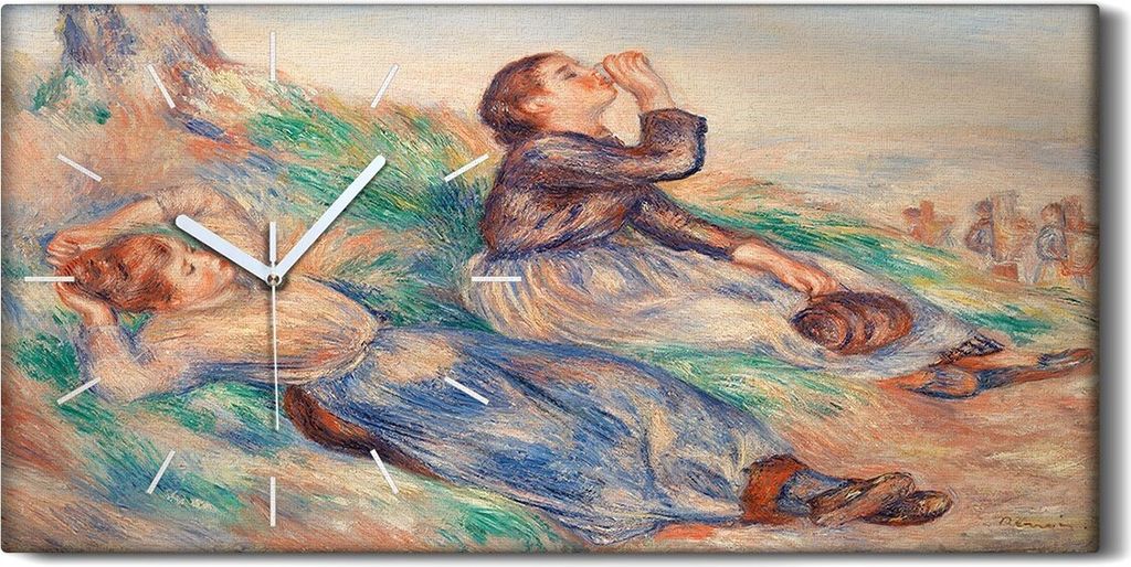 Wandbild Leinwand Bilder Wanduhr 60x30 Malerei Frauen Mädchen Wiesen Kunst - weiße Hände