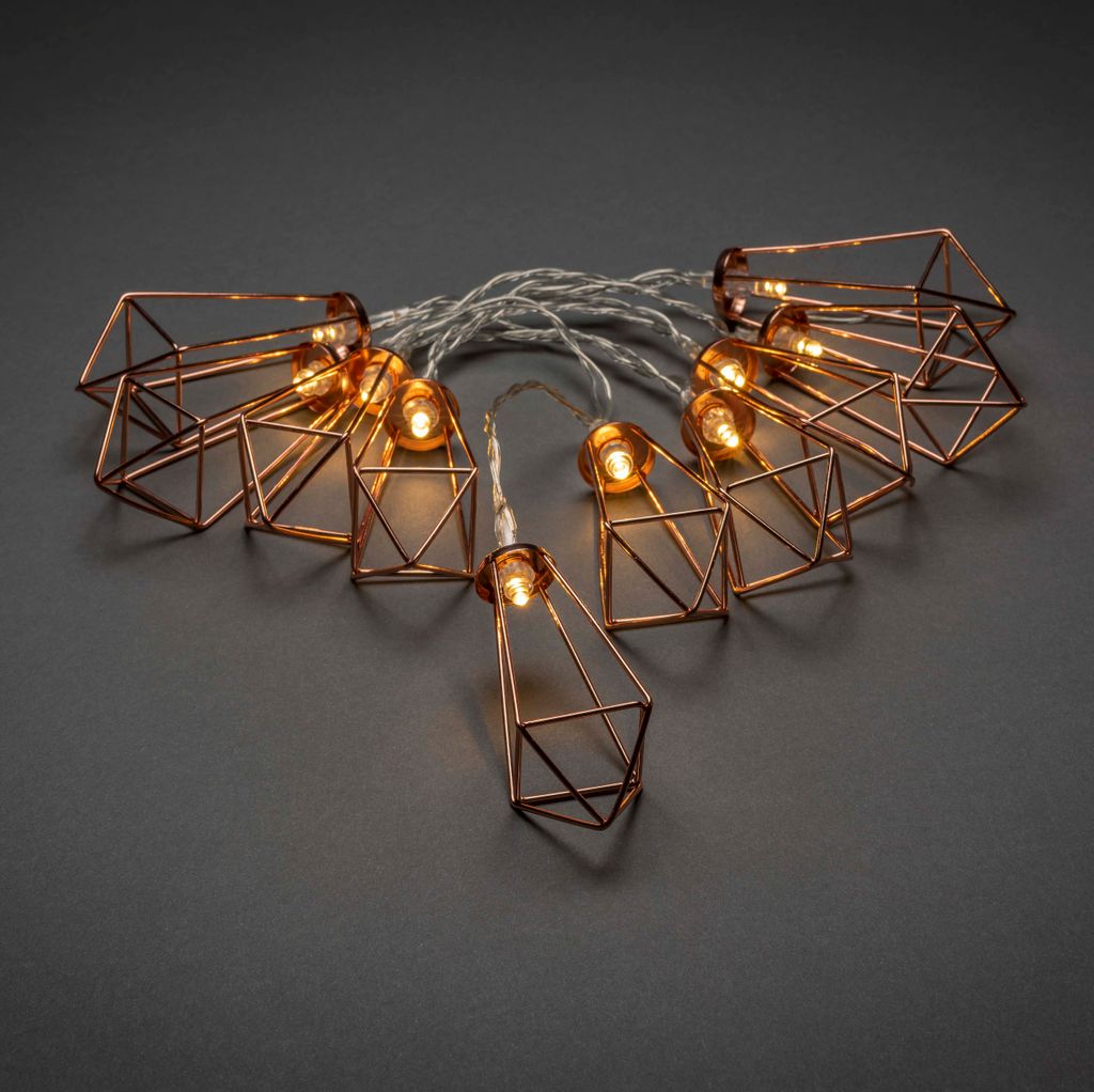 Konstsmide LED Dekolichterkette, kupferfarbene Metallrubine
