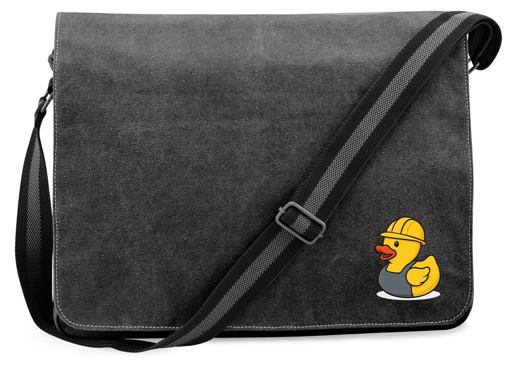 Huuraa Umhängetasche Quietscheente Industrie Comic Gummiente 14 Liter Black Canvas Laptoptasche Geschenkidee