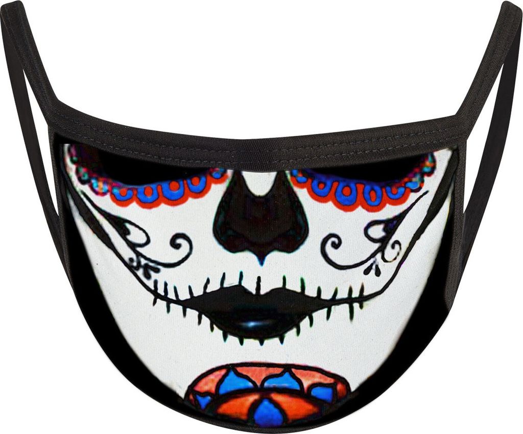 Mund Nasen Maske 2lagig Paisley La-Catrina Mexican Style Deutschland Bad Clown La Catrina