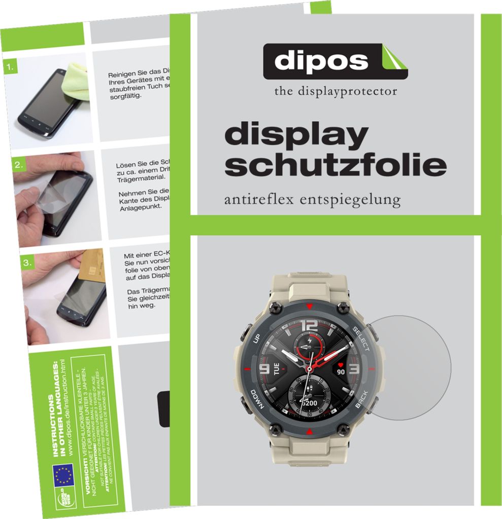 6x Schutzfolie für Huami Amazfit T-Rex matt Displayschutzfolie Folie Display Schutz dipos