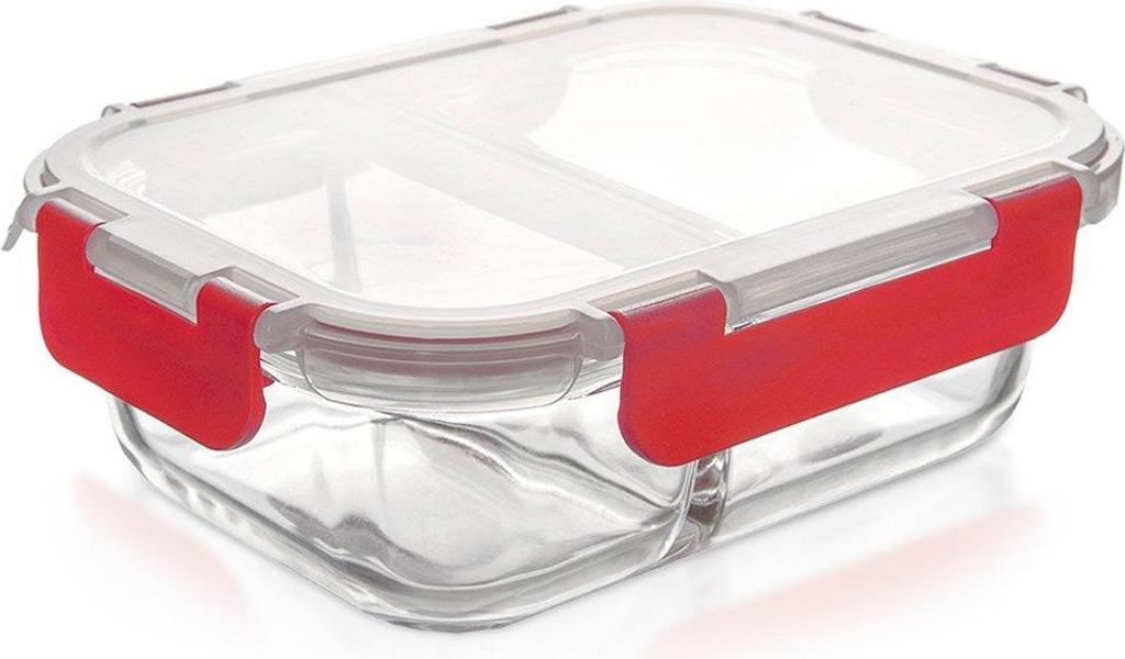 Glas-Frischhaltedose mit Deckel und Dichtung, unterteilt, 950 ml