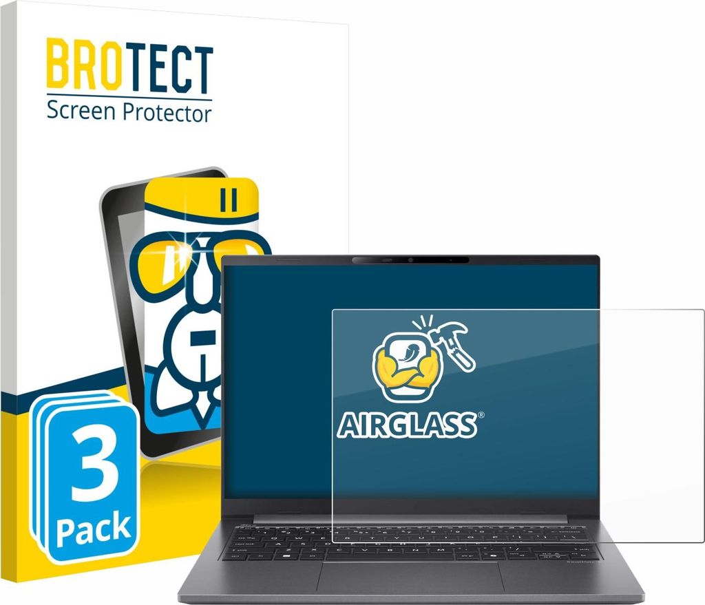 3x BROTECT Schutzglas für Acer TravelMate X4 AI TMX414-51 Schutzfolie Panzer Folie Glas Display Schutz klar