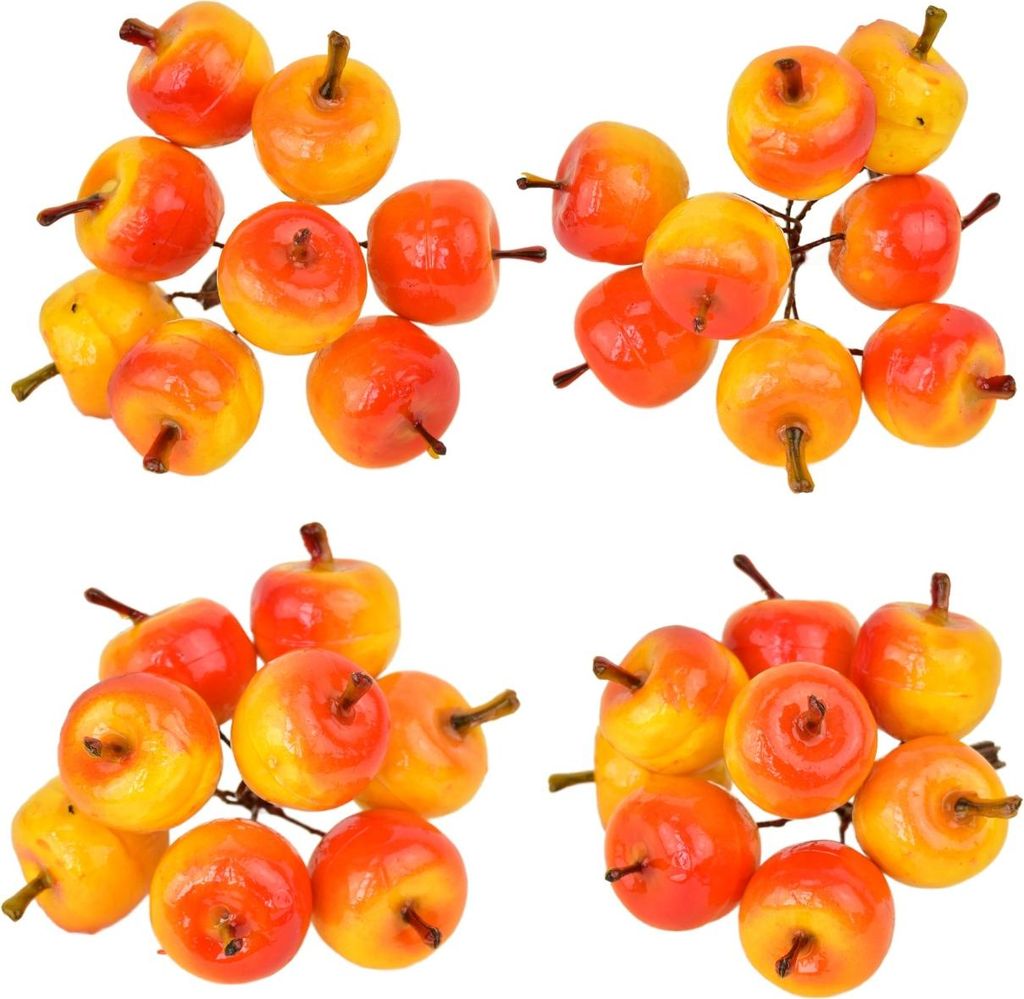 Dekorative Äpfel, gelb-rot, 8 Stück, Set mit 4 Stück