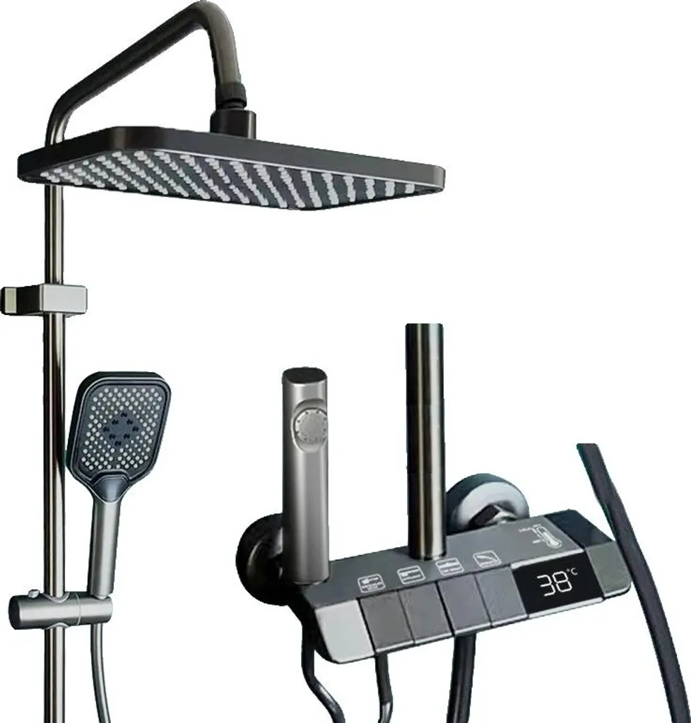 Douchette haute pression à LED indicateur de température couleur gris