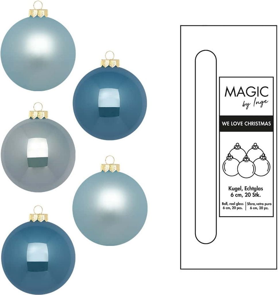 Weihnachtskugeln Glas 6cm Elysian Blue 20 Stück Produktbild 2