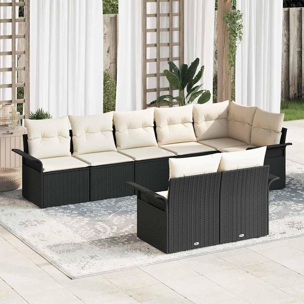 Maison Exclusive - Gartensofa-set mit Speicher 8 pcs Schwarz Poly-Rattan