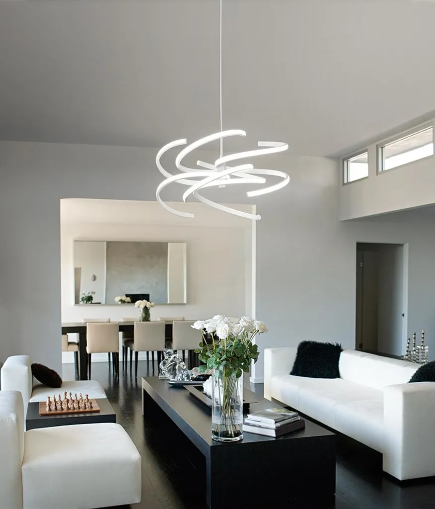 Lustre LED 80W Blanc Variable CCT avec Diffuseur Silicone Doux 60cm - 2
