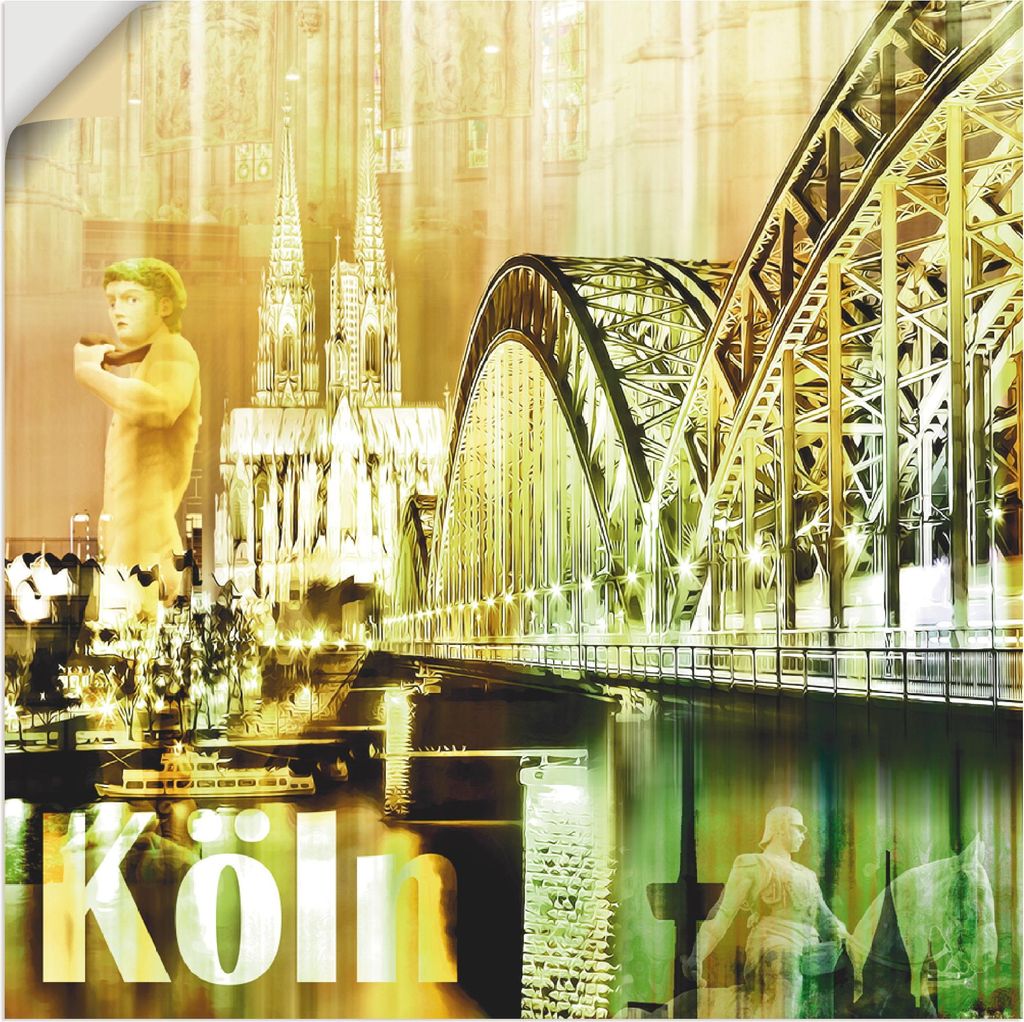 ARTland Wandbild, selbstklebend Köln Skyline Abstrakte Collage II Größe: 50x50 cm