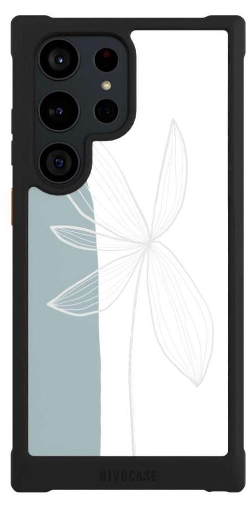 NIVOCASE Hülle für Samsung Galaxy S23 Ultra Stoßfeste Handyhülle NIVOmax Case Schwarz Blume Boho Pastell