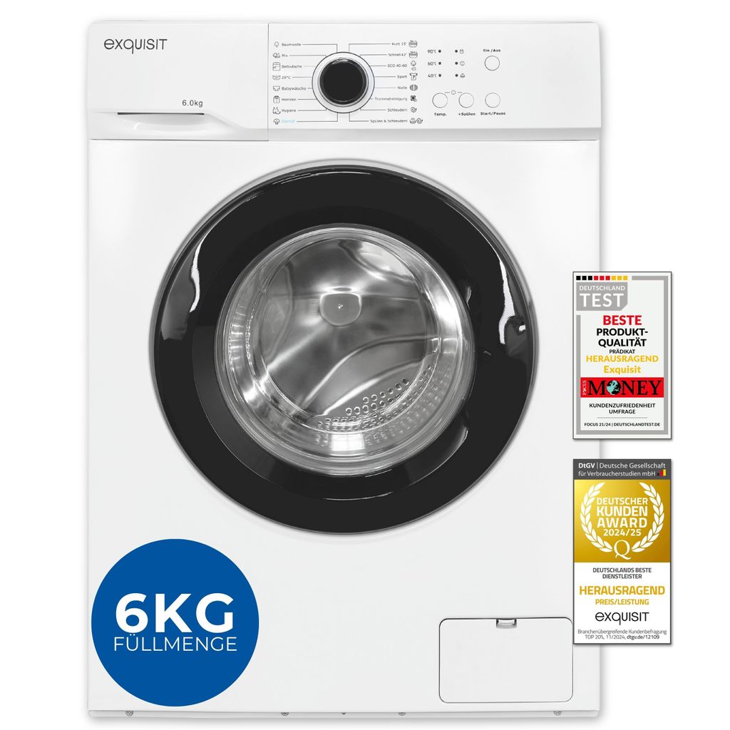 Exquisit Waschmaschine 6kg, Energieeffizienzklasse A, max. Produktbild