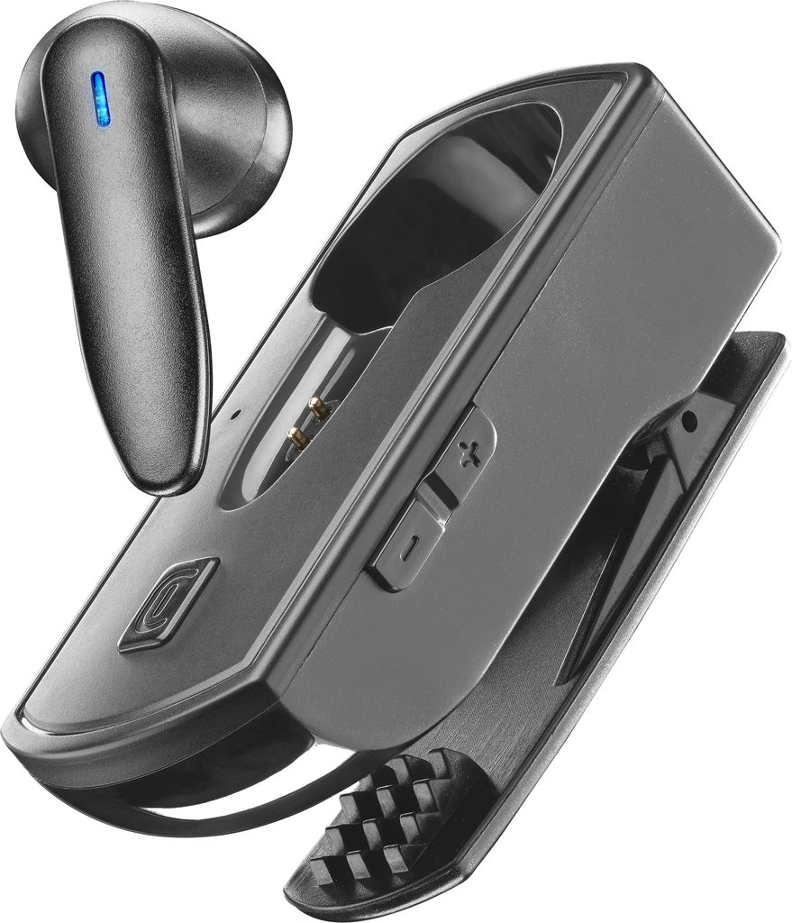 Cellularline Mono Bluetooth Headset Schwarz mit Ladestation und Auto-/Büro-Clip