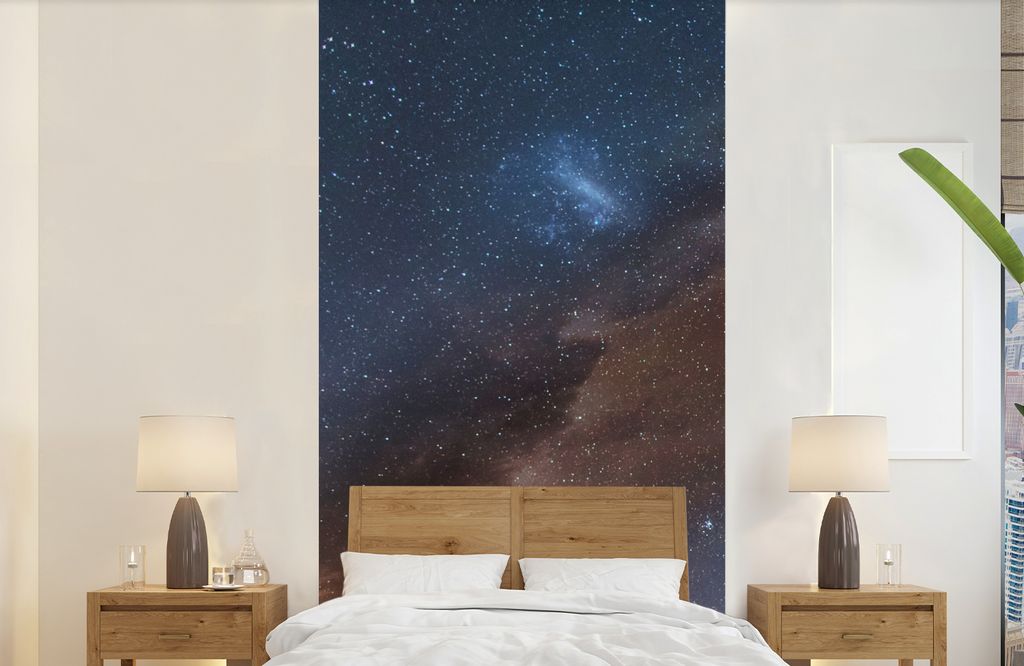 MuchoWow Fototapete für Wohnzimmer oder Schlafzimmer Wandtapete Vinyl Motivtapete Sterne im Weltraum - 120x240 cm - Hintergrundbild