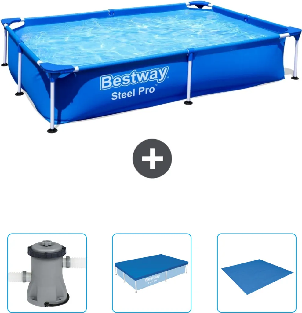 Piscina Fuori Terra Rettangolare Bestway 221x150x43 cm - Kit Estate Bimbi