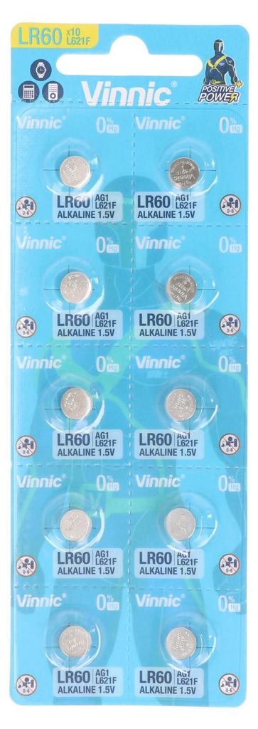 Alkalische Mini-Knopfbatterie Vinnic G1 / AG1 / L621 / LR60 Produktbild 
