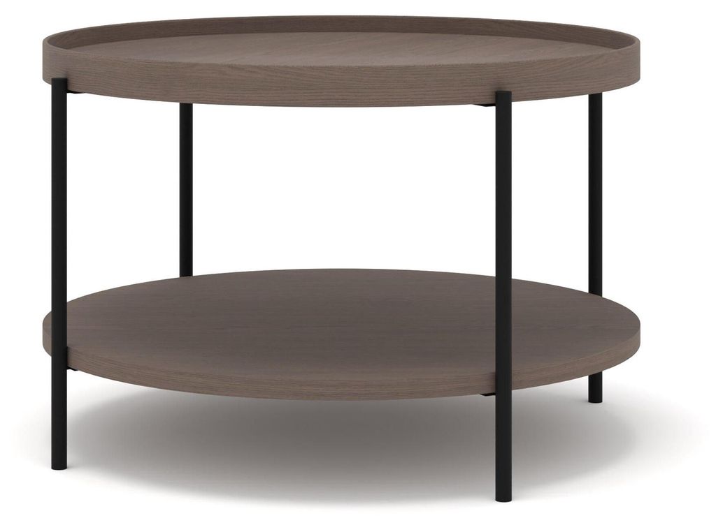FURNLUX Couchtisch Puffin Grau Braun Und Schwarz 84cm / Hauptfarbe: Braun / Abmessungen: 84 x 54 x 84 cm