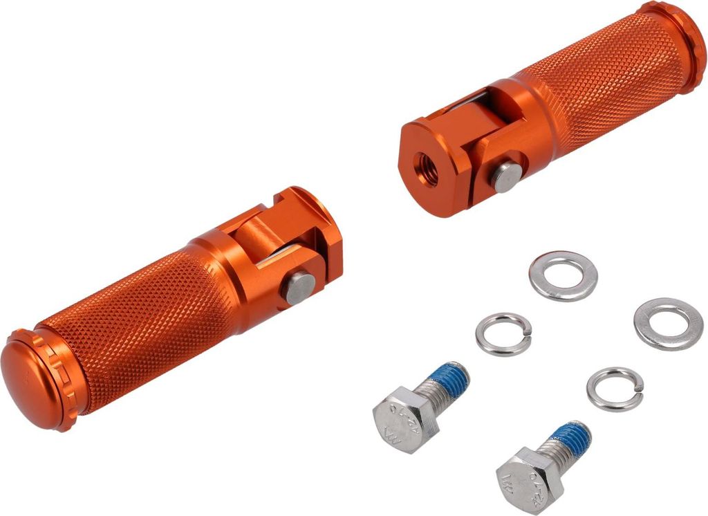 Set: CNC Beifahrerfußrasten, Vollaluminium, Orange eloxiert