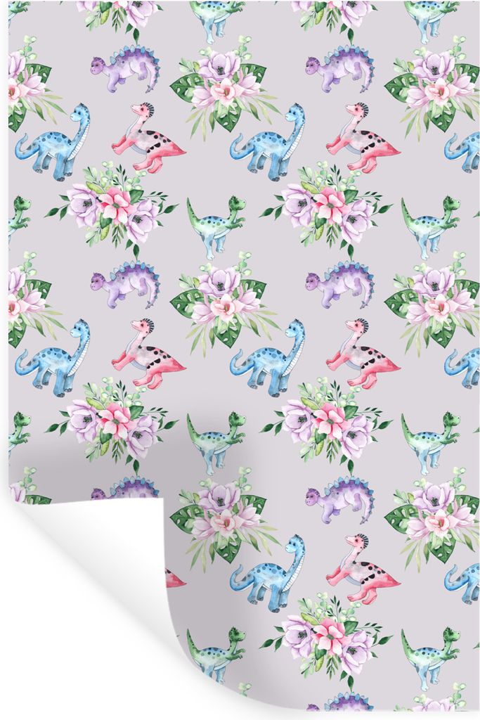 MuchoWow Wandtattoo Wandsticker Wandaufkleber Kinderzimmer - Blumen - Muster - Mädchen - Kinder - Rosa - Kind 80x120 cm Selbstklebend und Reposi...
