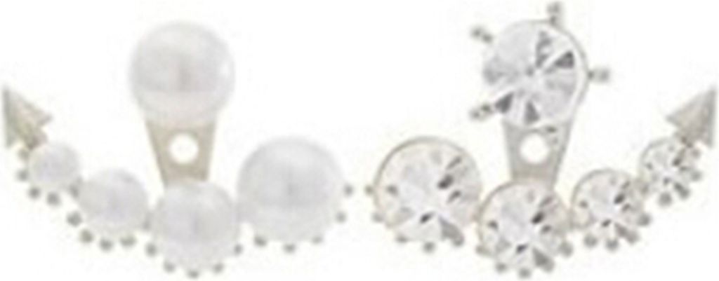 Ohrstecker, asymmetrisch, modisch, Kunstperlen-Ohrstecker mit Strasssteinen für Damen-Silber