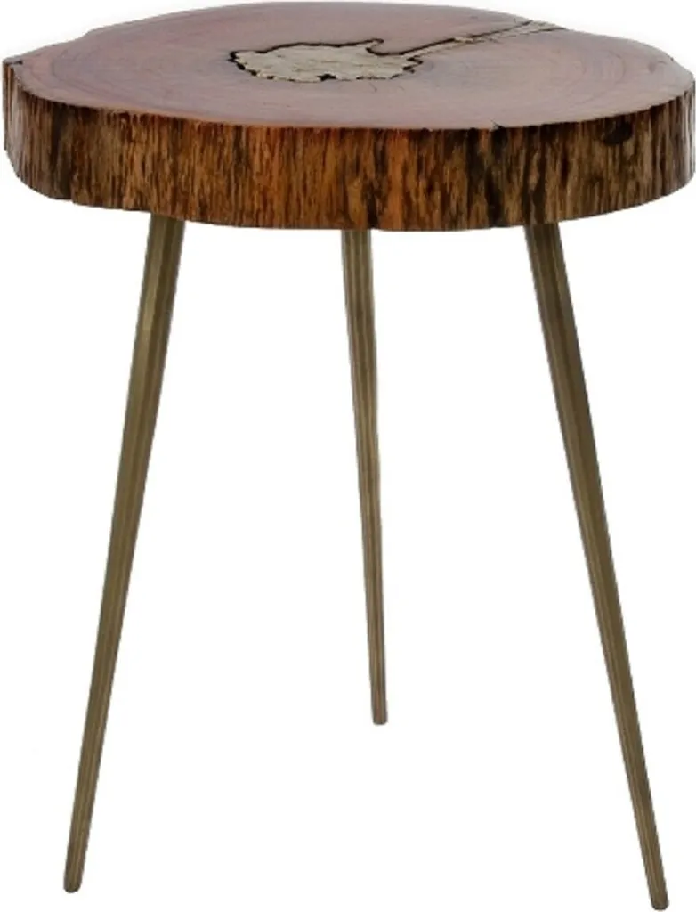 Bout de Canapé Chic pour Salon - Table d'Appoint Design Arbre et Laiton