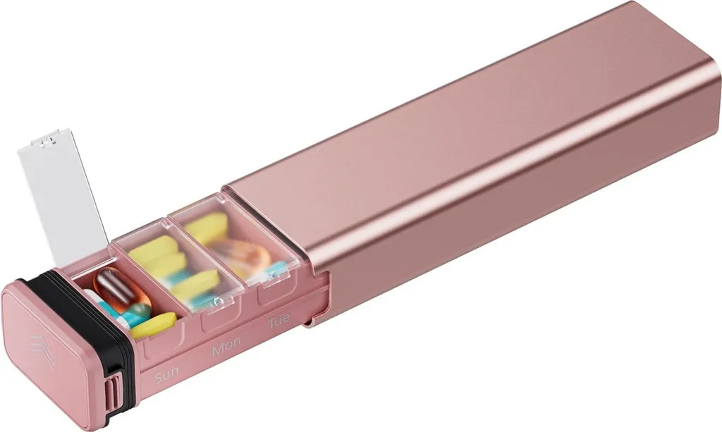 Scatola per compresse 7 giorni portapillole in alluminio vitamine oro rosa