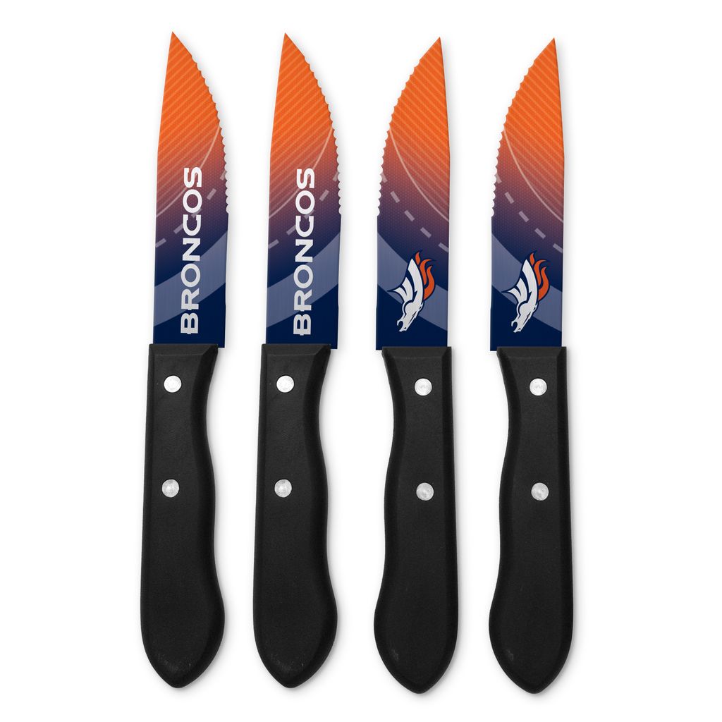 NFL Denver Broncos Steakmesser 4-teilig Set Football Messer Set Barbecue