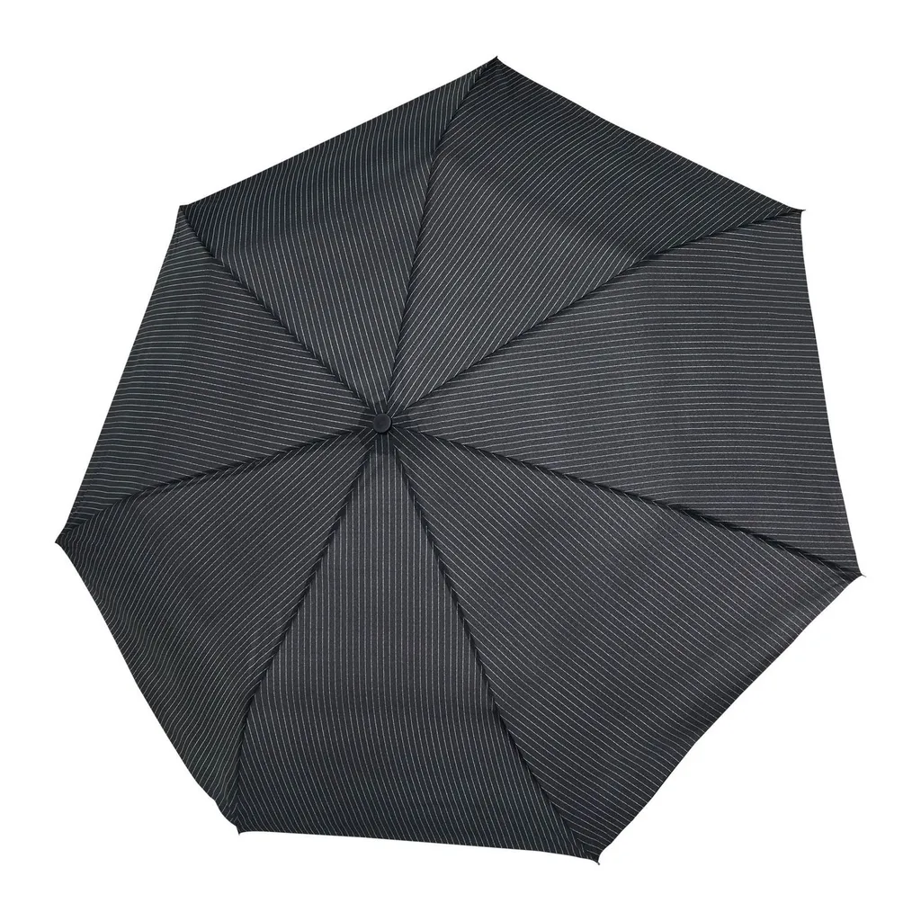 Parapluie de poche pliant doppler Fiber Gents à rayures noires et gris