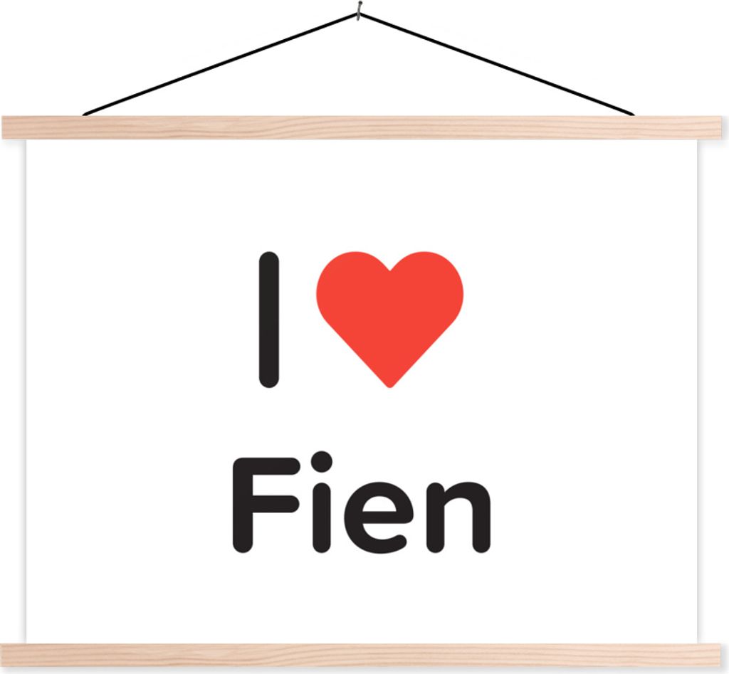 MuchoWow Textilposter Ich liebe - Fien - Mädchen 40x30 cm mit holzfarbenen Rahmen - Bilder