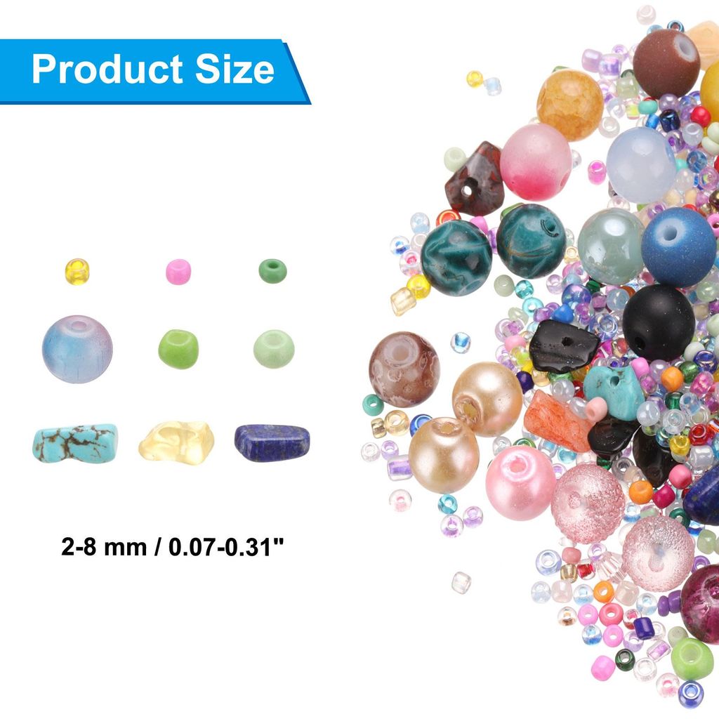 2-8mm Sortierte Glas Harz Perlen, Rissige Kies Runde Perlen Kleine Europ?ische Spacer Saatperlen Gemischt Gro? mit Loch Handwerk Halskette Charme, ...