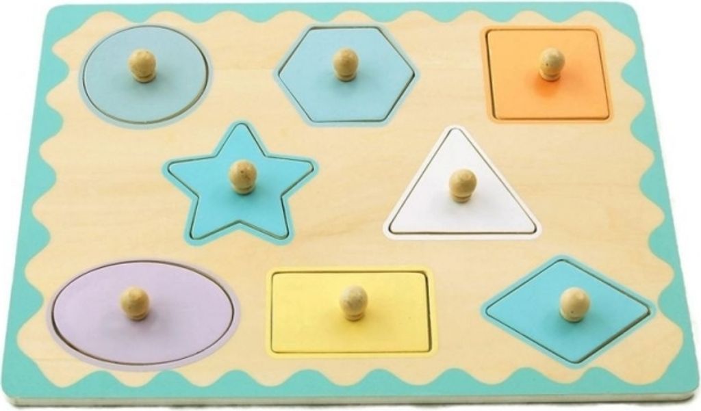 Holz-Steckpuzzle ab 1 Jahr, Formen, Kinder - Holzpuzzle 8 Elemente - Am Griff herausziehbar - Sensorisches Spielzeug - Unter Formen versteckte Tiere