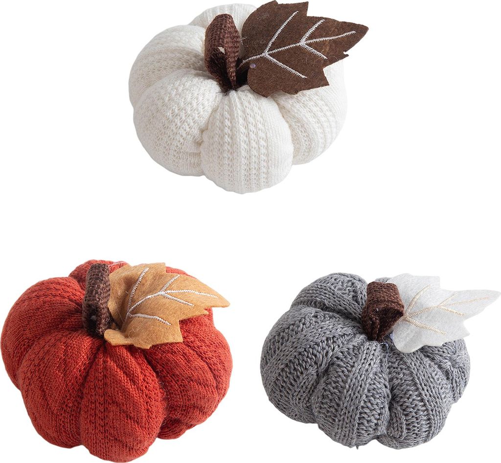 1/3 Stück Mini-Strickkürbisse, realistisch aussehende künstliche Herbsternte, gehäkelte Kürbisse, Thanksgiving-Tischdekoration, kleine Strickk...