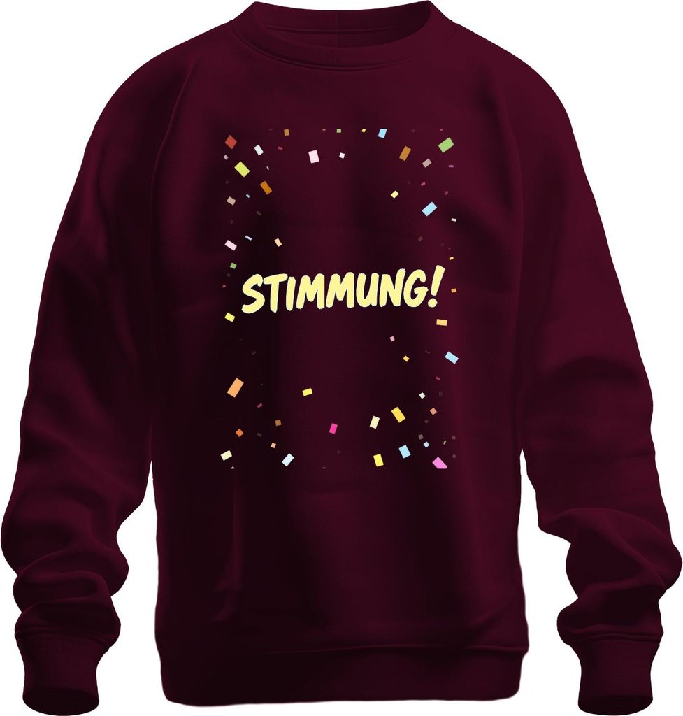 STIMMUNG! Konfetti Party Feier Geburtstag Geschenk Retro Spaß Uni Sweatshirt Pullover, Burgundy, M