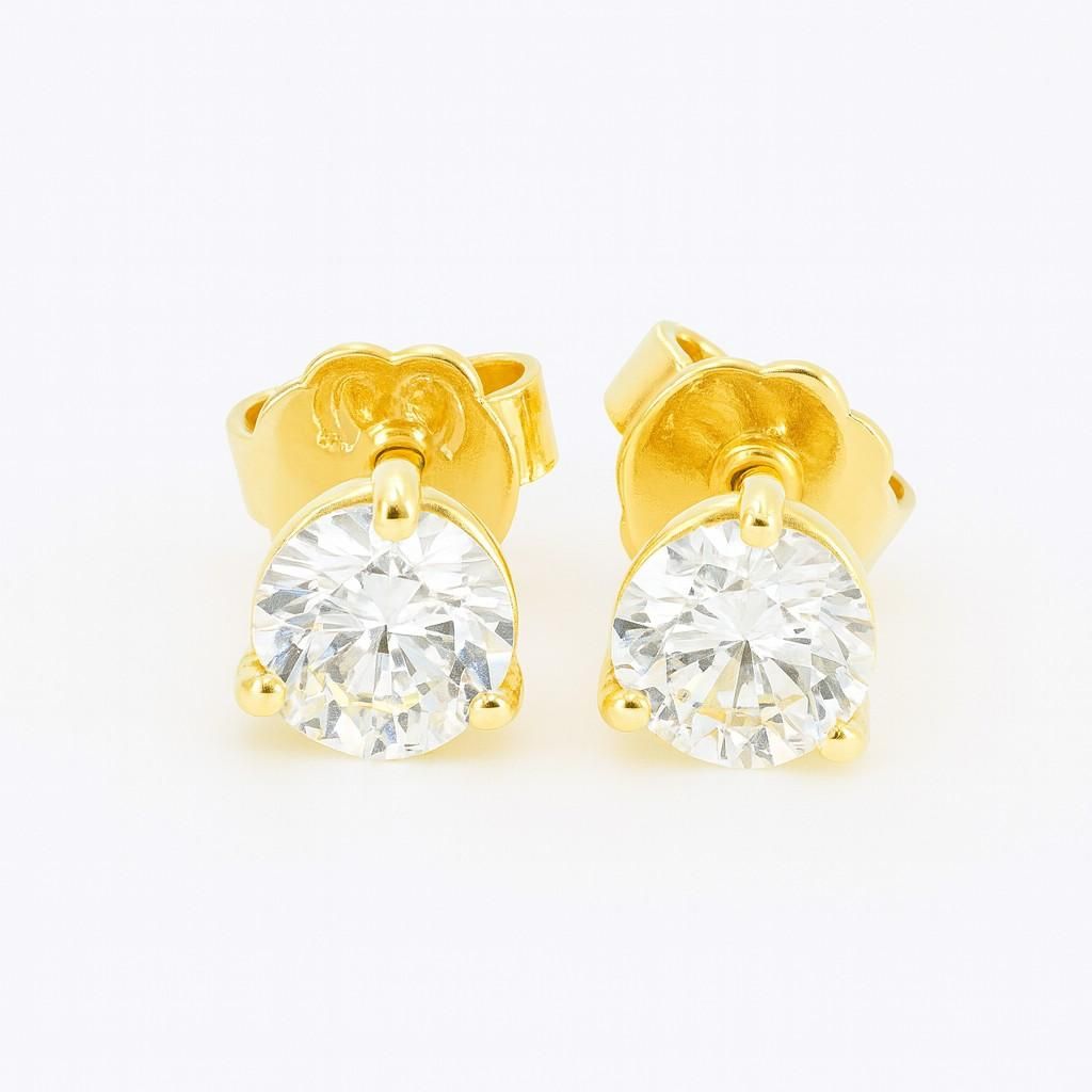 Brillant Diamant Ohrstecker Paar 750/- Gelbgold 18 Karat Gold 1,02 ct G/VS1