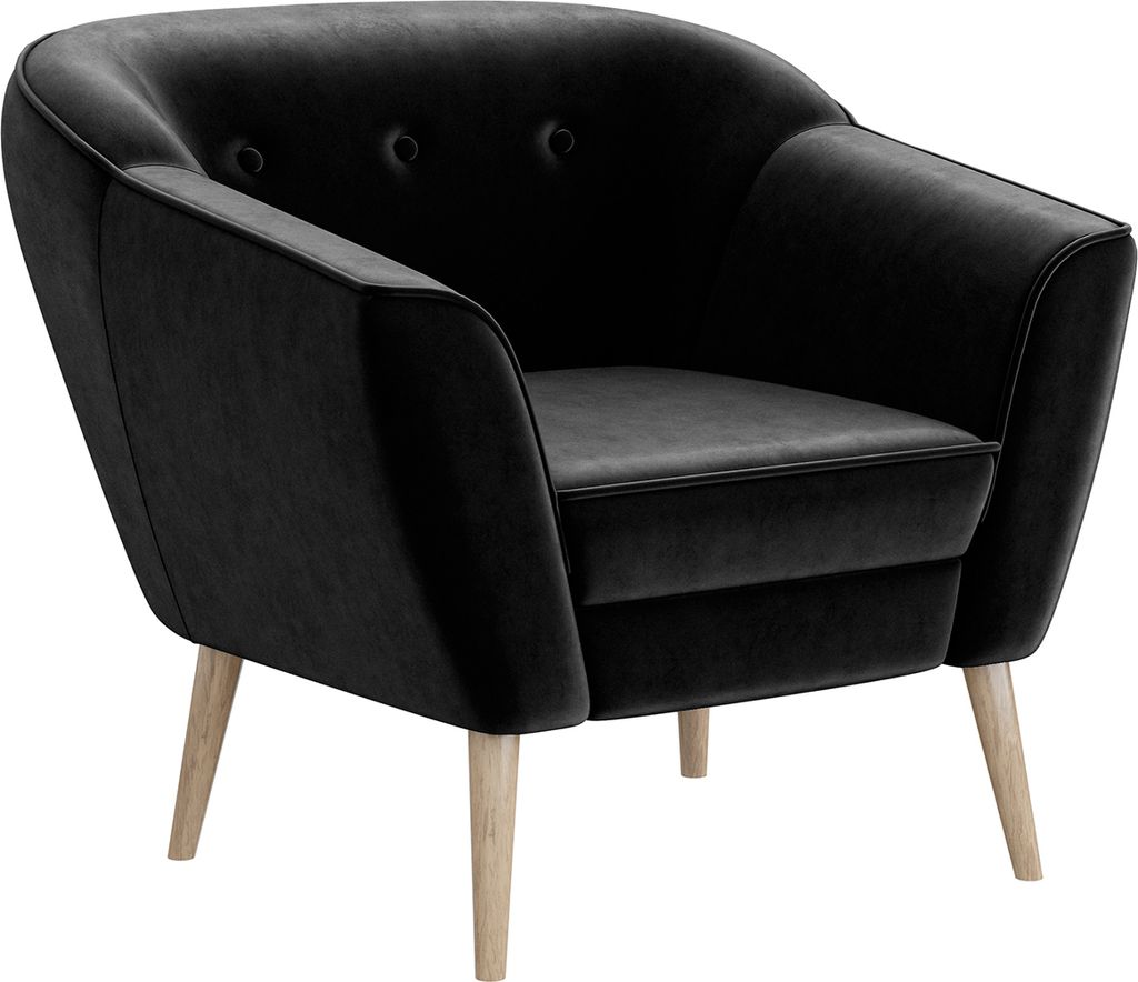 MEBLINI Sofa Sessel für Wohnzimmer - Mini Lounge für eine Person - Loungesessel - Armlehnstuhl - Armchair - DORIS - 1 - Schwarz Samt
