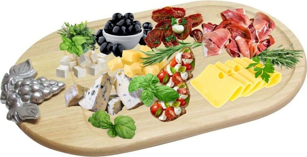 Servier Holzbrett Teller Speise platte Käse Antipasti Wurst Dessert Obst 50x30cm