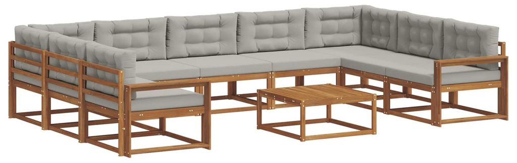 (Robust Möbel)Outdoor-Sofa garnitur moderne - Balkonmöbel/Gartenlounge-Set - robust und langlebig - mit Kissen 10 pcs Natürlich und Hellgrau - G...