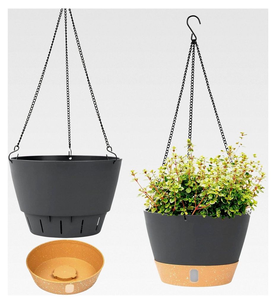 2 Stück 20 cm Hängende Blumenampel für Innen und Außen, Hängetopf mit Drainageloch für Pflanzen, 3-Haken-Blumentöpfe zum Aufhängen, Hängep...